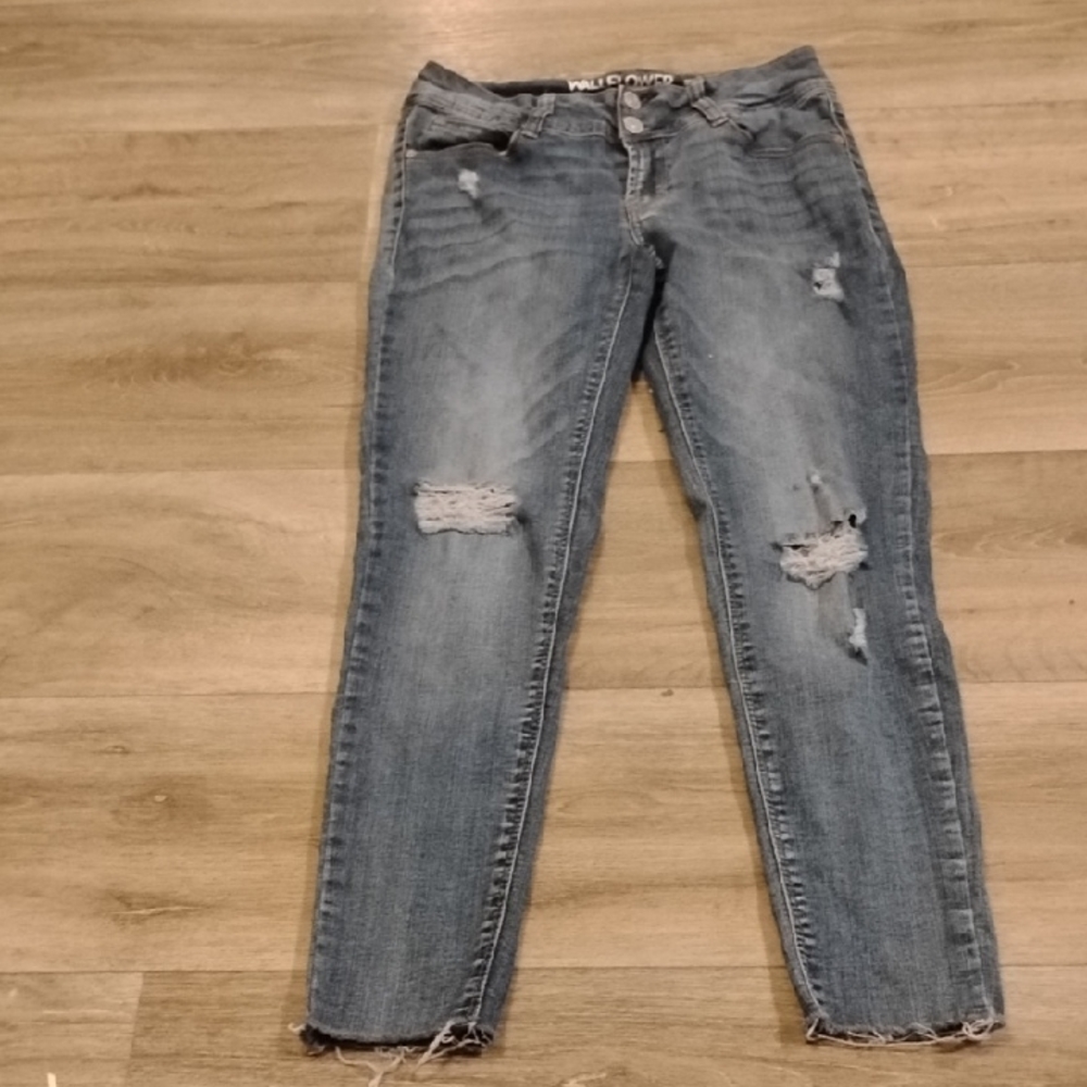 Wallflower Women's Ripped Blue Skinny Jeans